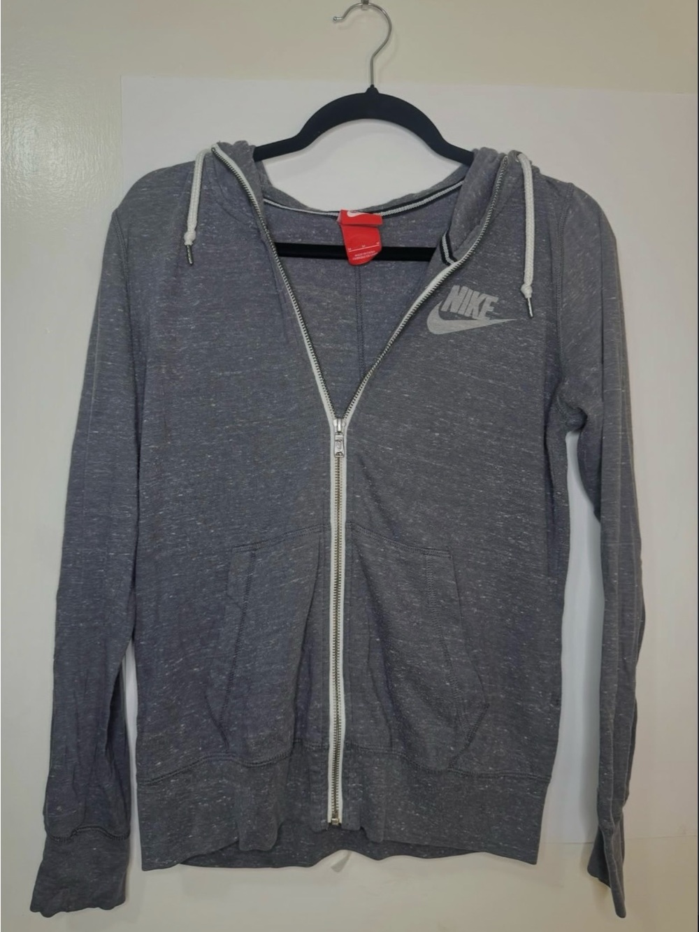 Nike Gray Full-Zip Hoodie with Drawstring